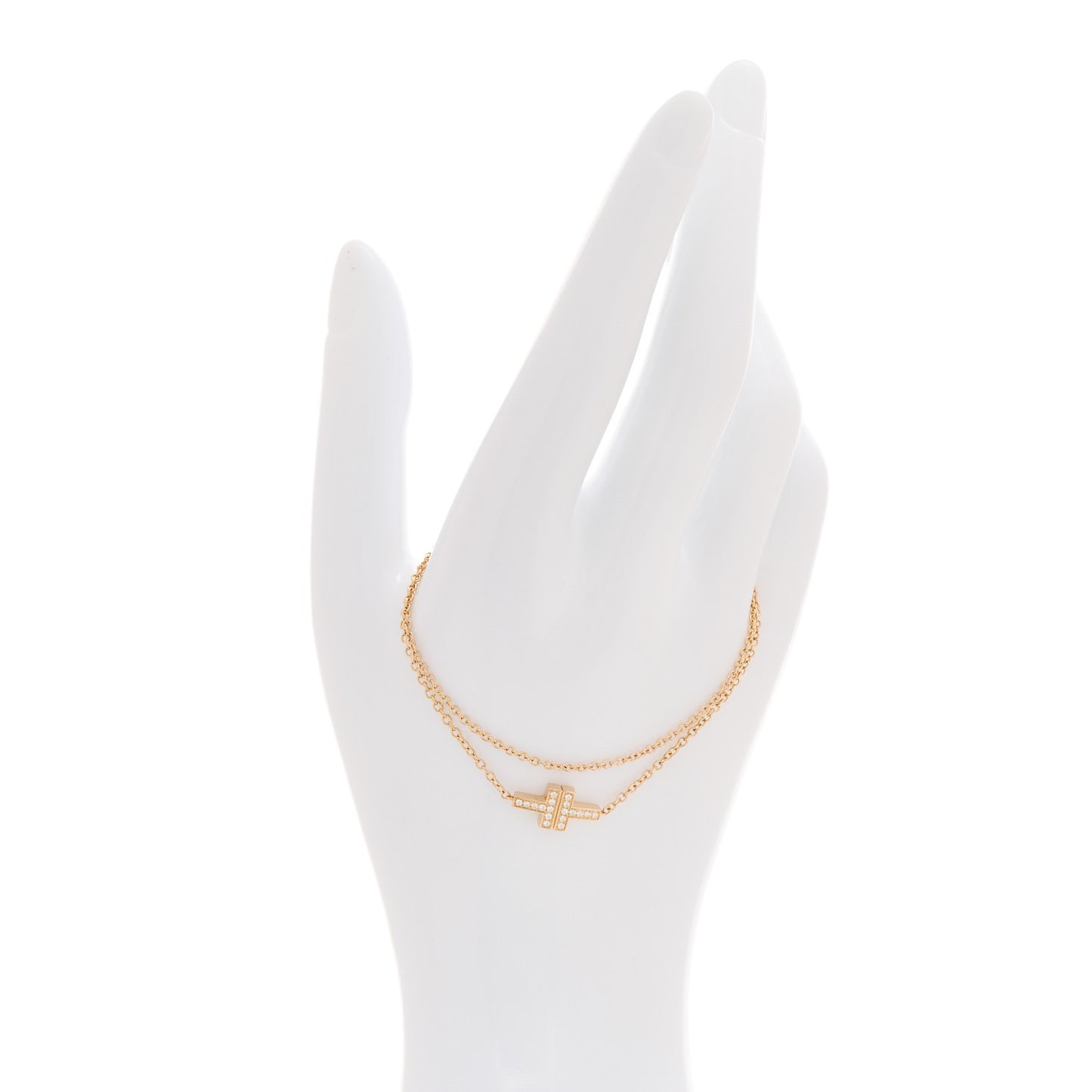 18K Rose Gold Diamond T Double Chain Bracelet