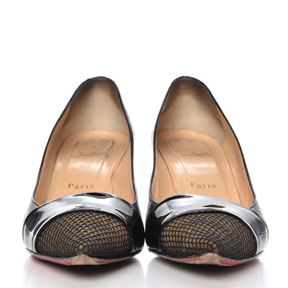 Christian Louboutin Fishnet Patent Kid Gladiator 70 Pumps 39.5 Black 2 of 15