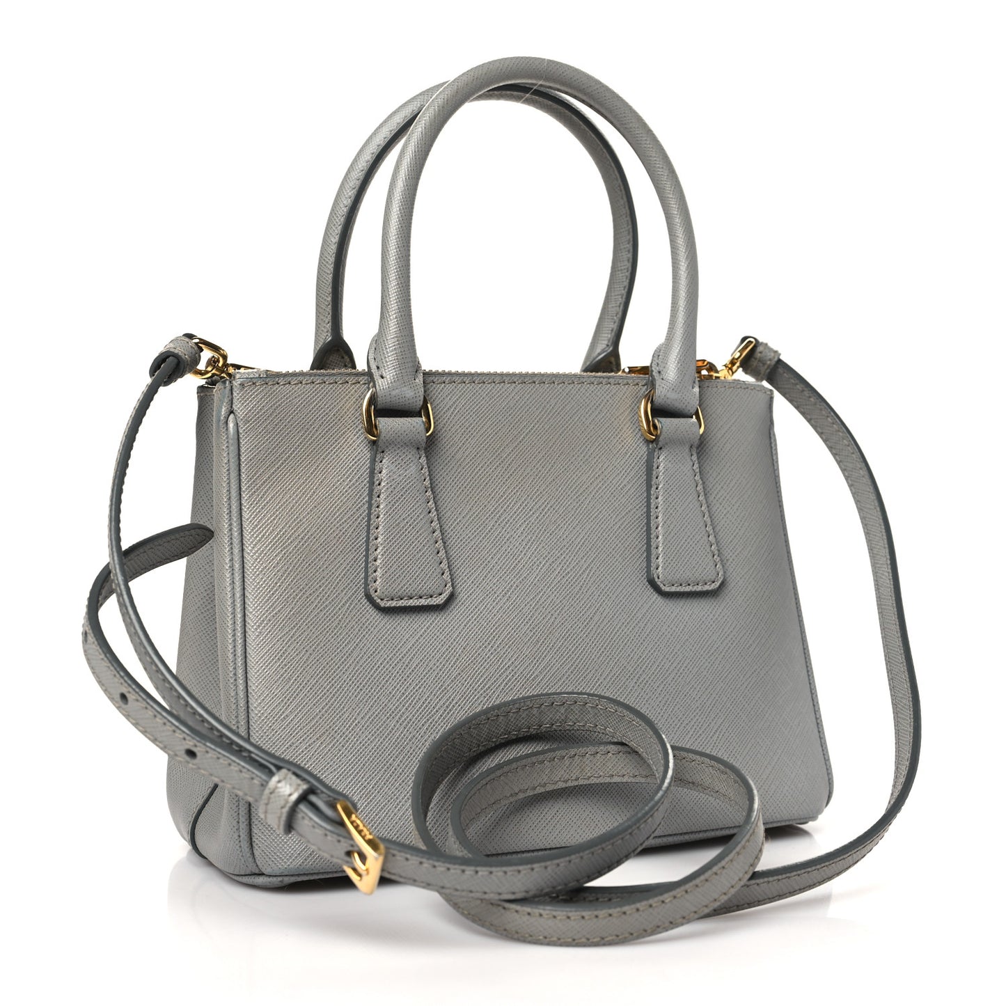 Saffiano Mini Galleria Double Zip Tote Marmo