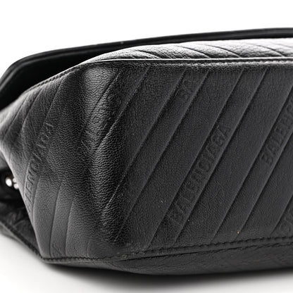 Balenciaga Shiny Goatksin Logo Embossed Monochrome M BB Round Shoulder Bag Black 11 of 15