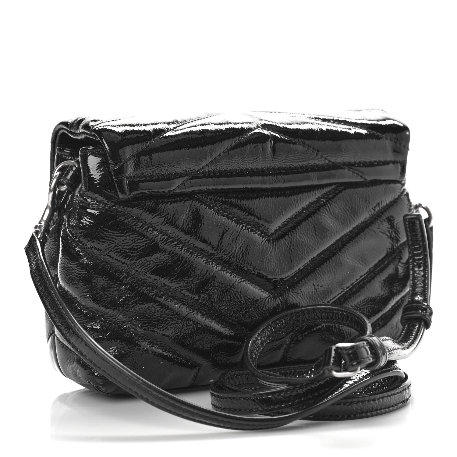 Saint Laurent Patent Y Quilted Monogram Toy Loulou Crossbody Bag Black 3 of 9