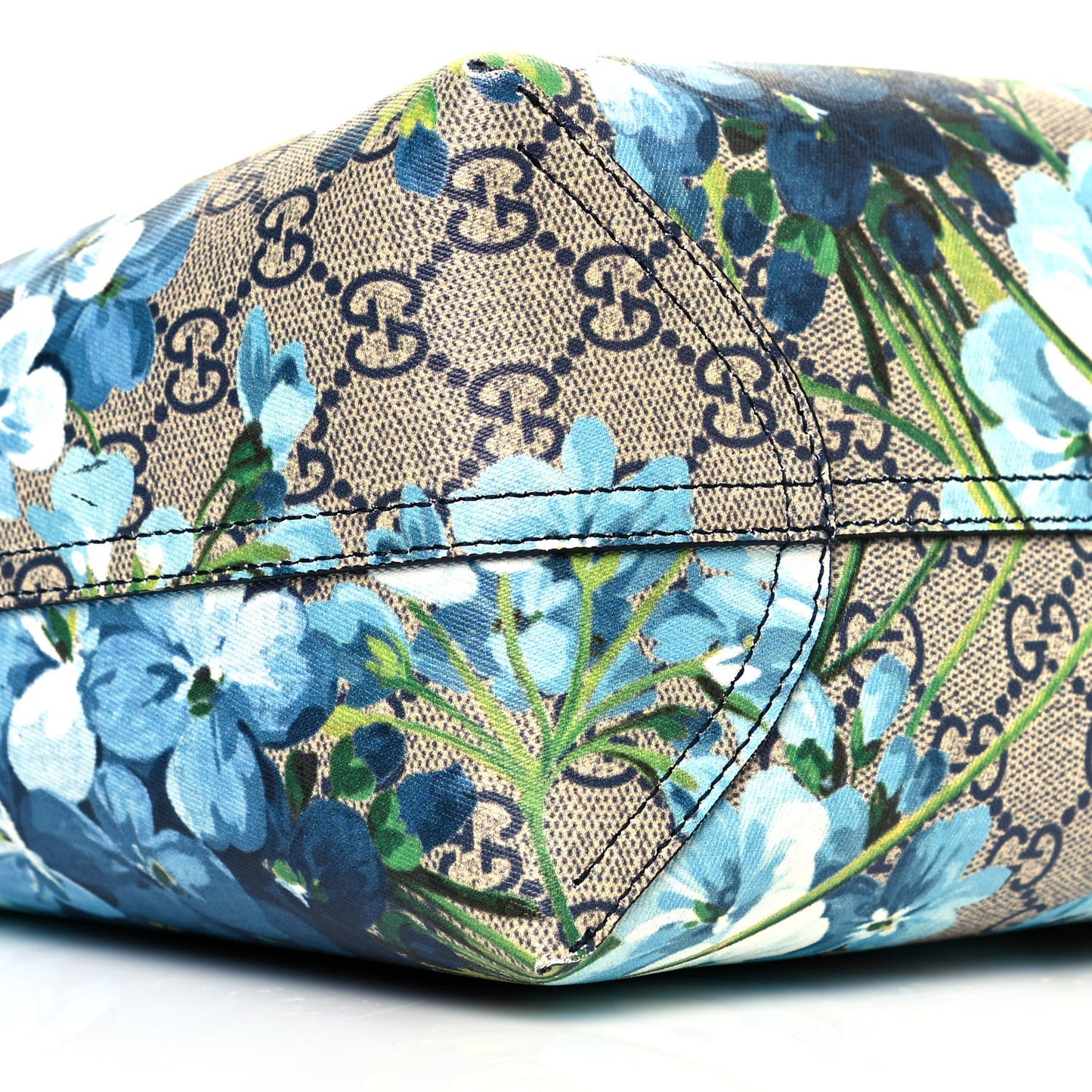 GG Supreme Monogram Blooms Medium Reversible Tote Beige Blue Navy