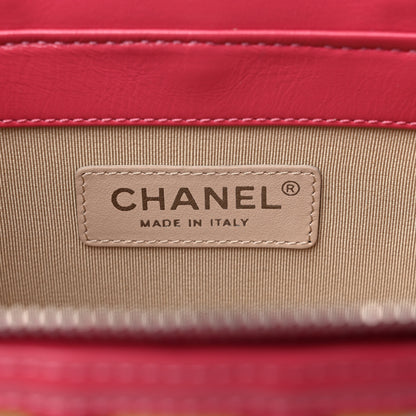 Chanel Calfskin Raffia Small Take Away Vanity Case Bag Pink Beige 5 of 9