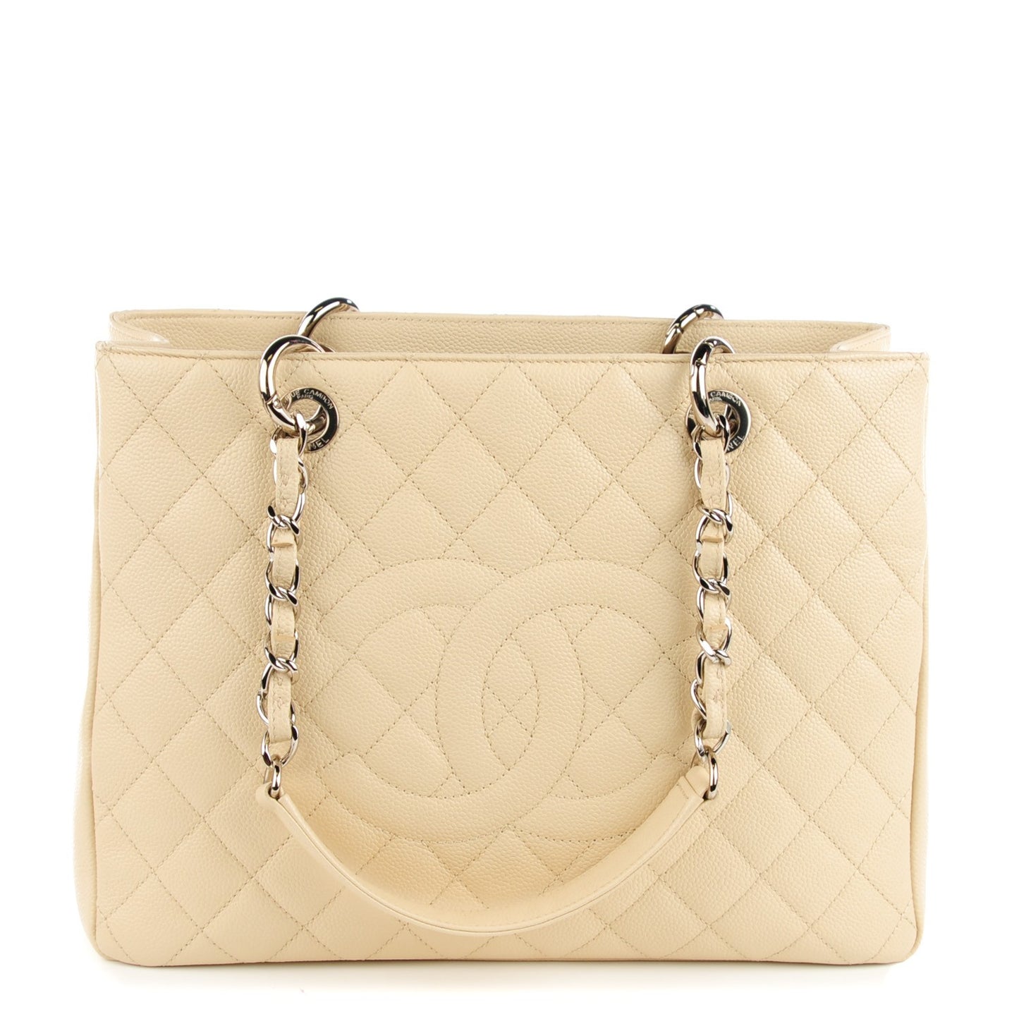 Caviar Quilted Grand Shopping Tote GST Beige Clair
