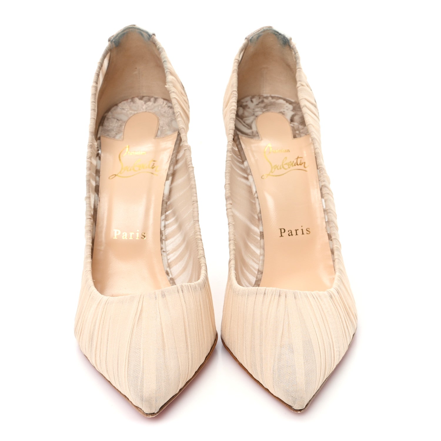 Christian Louboutin Chiffon Follies Draperia 100 Pumps 41 Beige 3 of 10