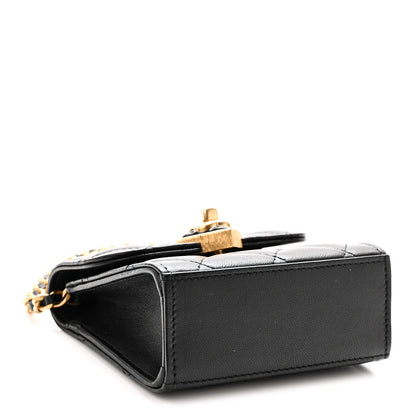 Chanel Lambskin Plexiglass Quilted Coco Love Clutch With Chain Black 4 of 11