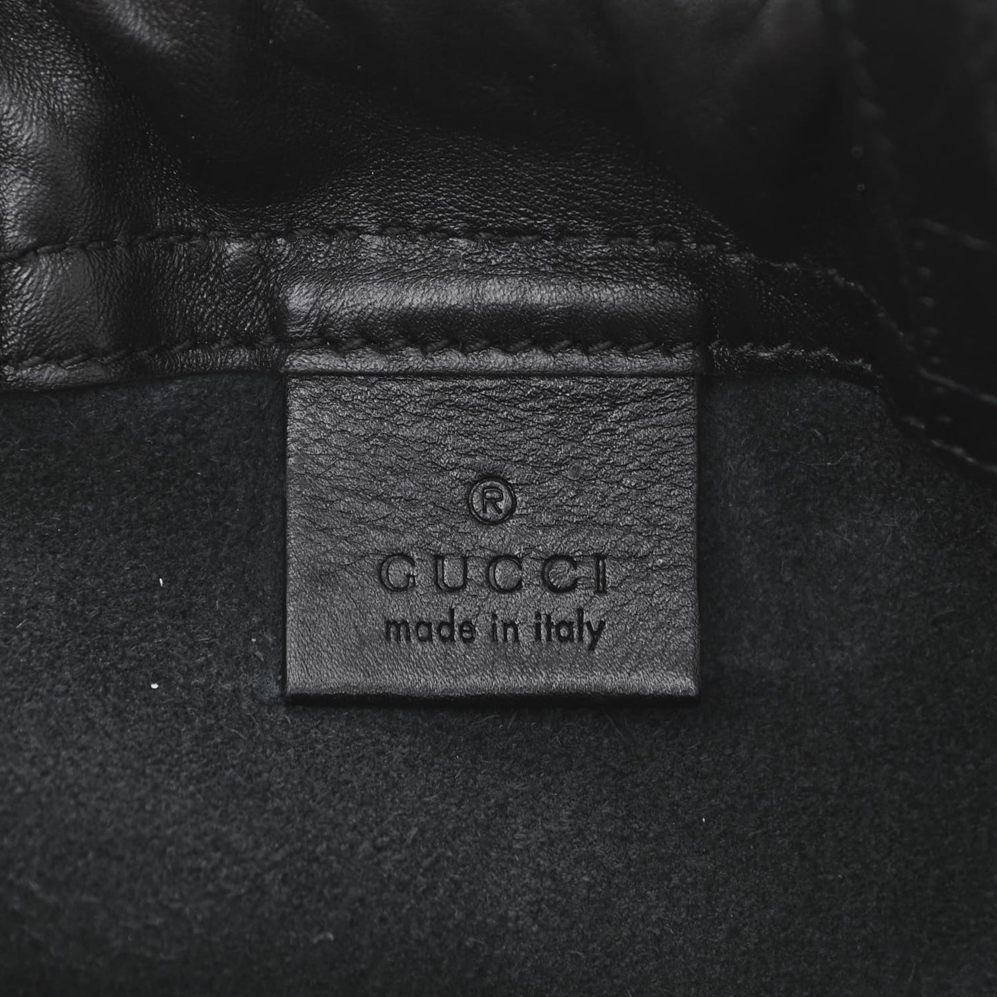 Calfskin Logo Drawstring Backpack Black
