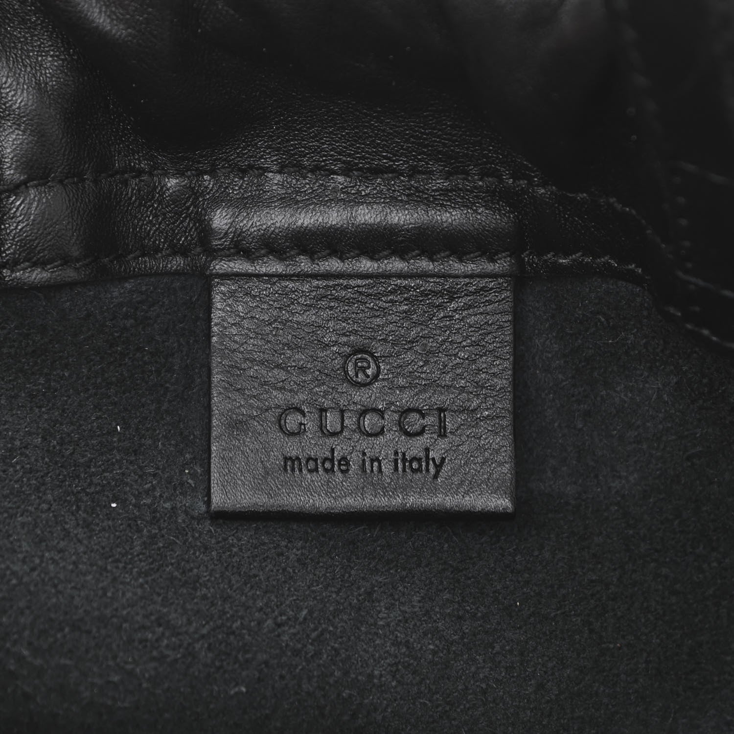 Gucci Calfskin Logo Drawstring Backpack Black 5 of 11