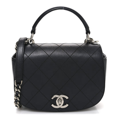 Chanel Calfskin Stitched Small Ring My Bag Flap Crossbody Bag Black 1 of 10