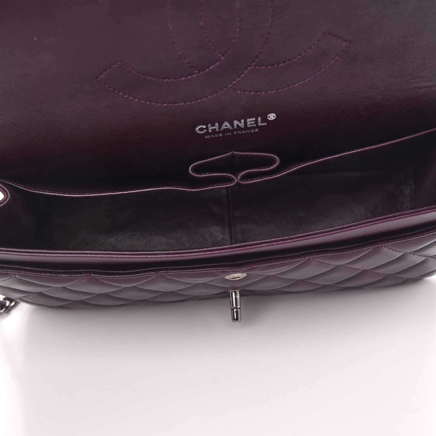 Chanel Lambskin Quilted Jumbo Double Flap Purple 5 of 9