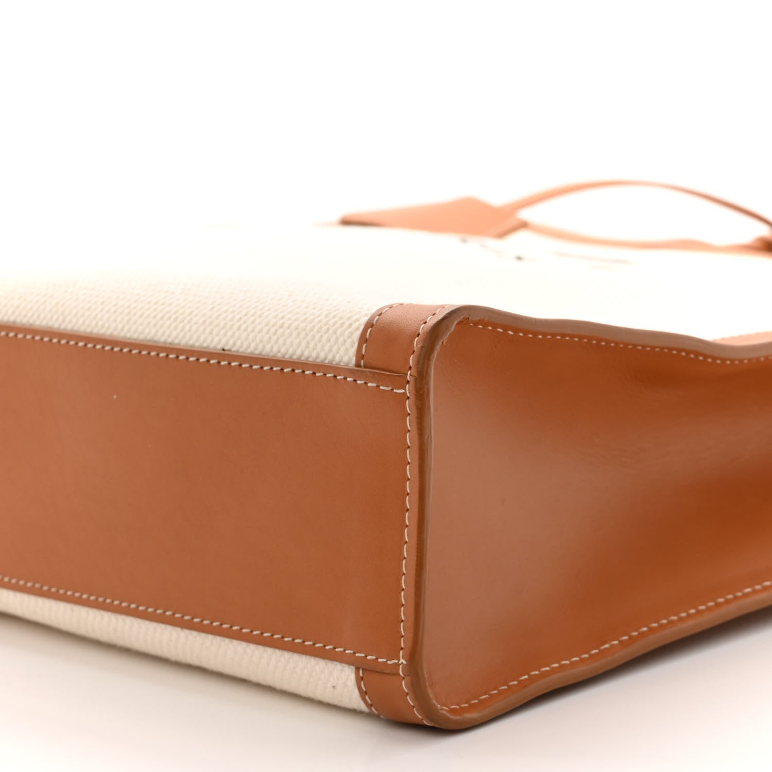 Celine Canvas Calfskin Logo Print Vertical Cabas Natural Tan 9 of 10