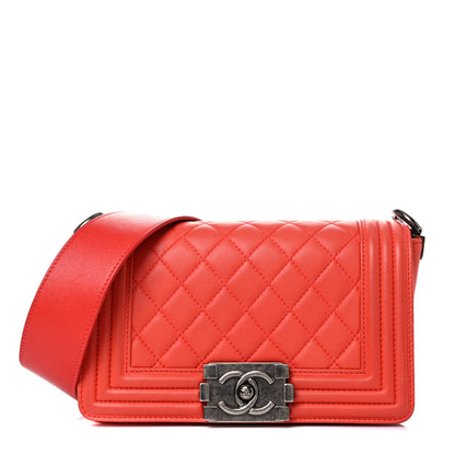 Chanel Lambskin Stingray Quilted Small Boy Flap Orange 1 of 20