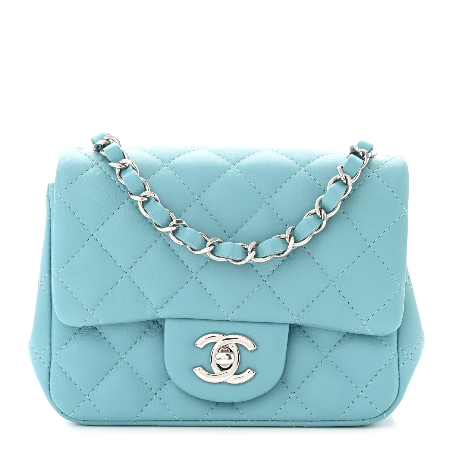 Chanel Lambskin Quilted Mini Square Flap Light Blue 1 of 11