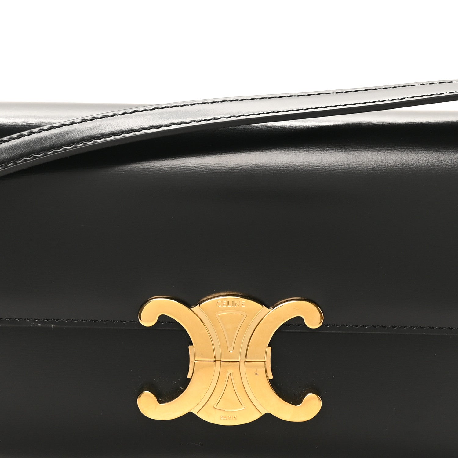 Celine Shiny Calfskin Triomphe Shoulder Bag Black 7 of 9