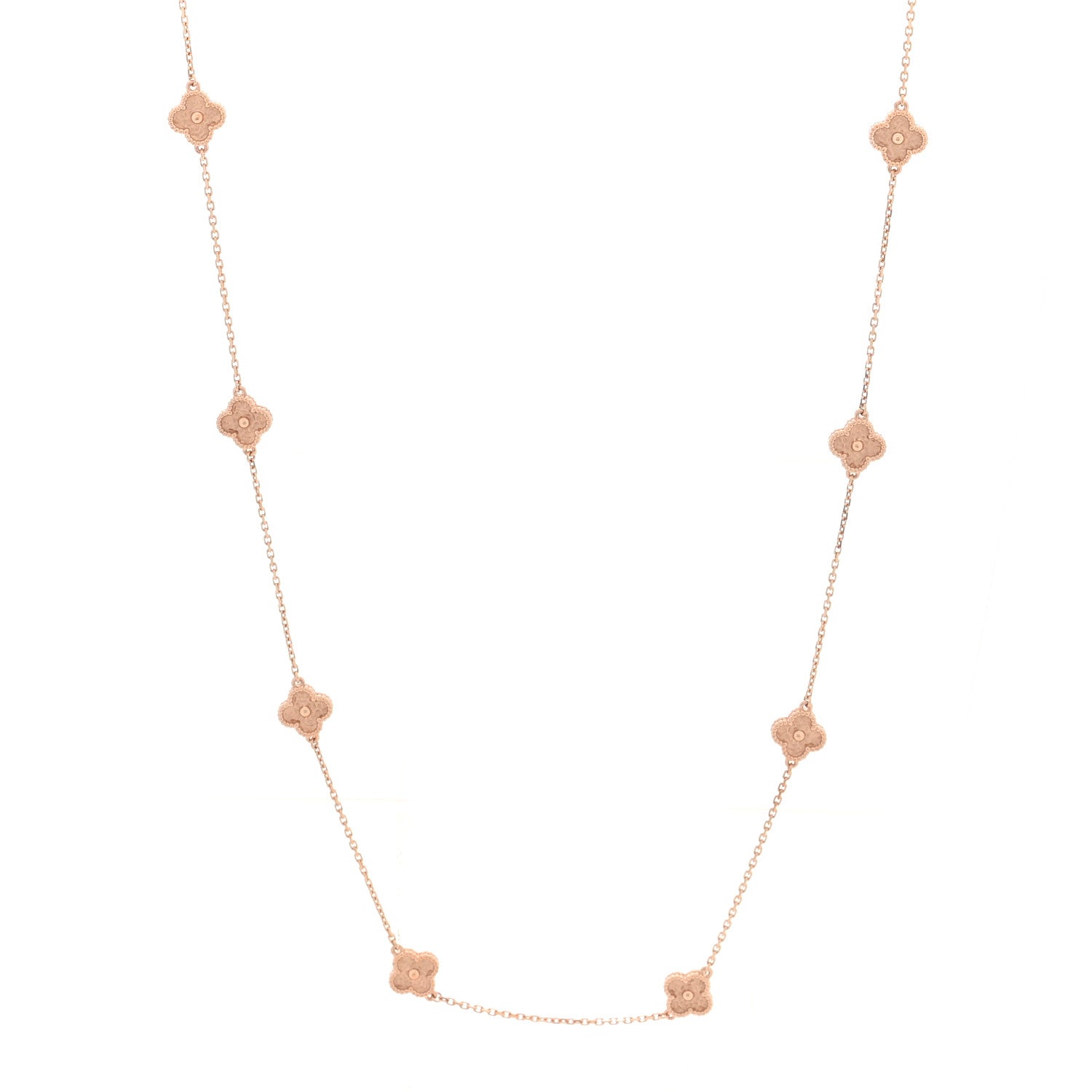 Van Cleef & Arpels 18K Rose Gold 16 Motifs Sweet Alhambra Necklace 1 of 5