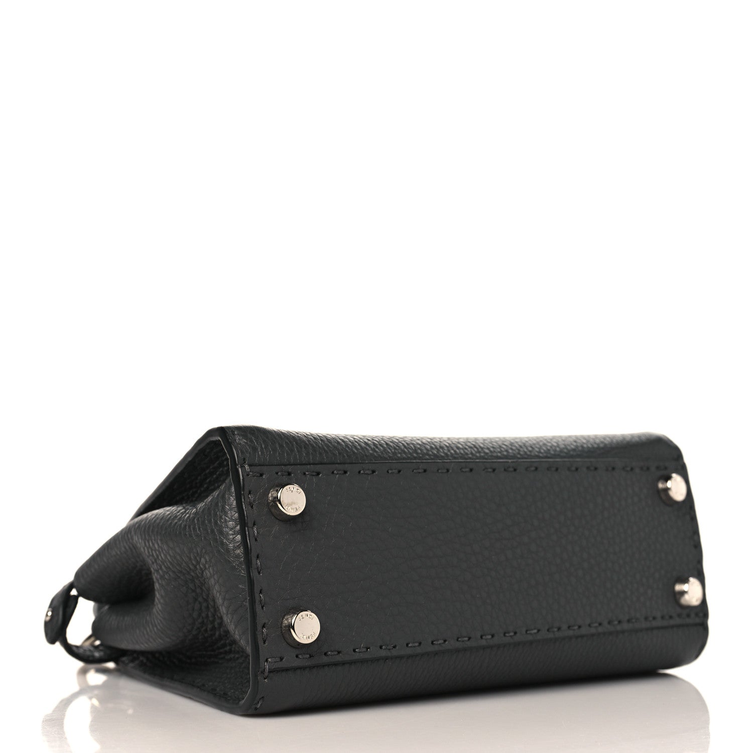 Fendi Cuoio Romano Selleria Bi-Color Mini Peekaboo Iconic Satchel Asfalto Latte 4 of 9