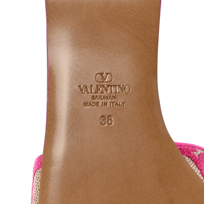 Valentino Garavani Toile Iconographe Vlogo 5mm Slide Sandals 38 Natural Pink PP 7 of 9