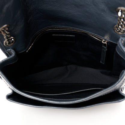 Saint Laurent Crinkled Calfskin Matelasse Monogram Medium Niki Chain Satchel Dark Smog 5 of 11