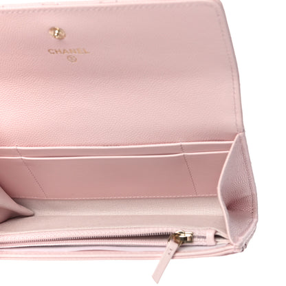 Chanel Caviar Quilted Crystal CC Large Gusset Flap Wallet Pink 5 of 11