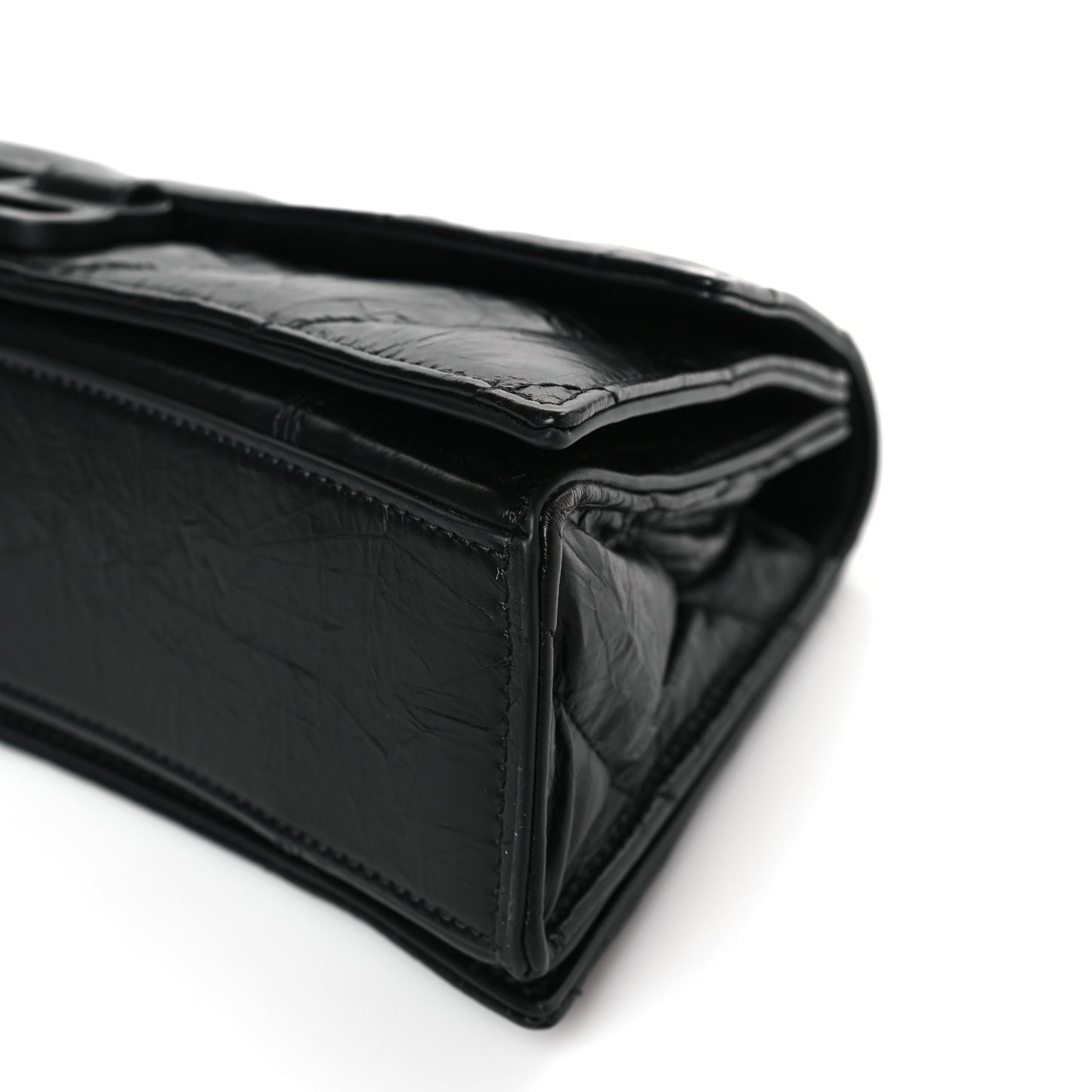 Crushed Calfskin Quilted Matte Black Hardware Small Crush Chain Bag Black