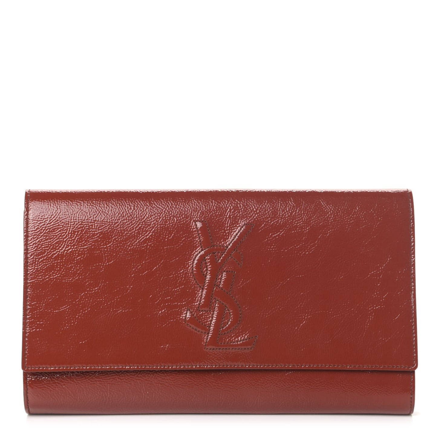 Textured Patent Calfskin Large Belle De Jour Clutch Red