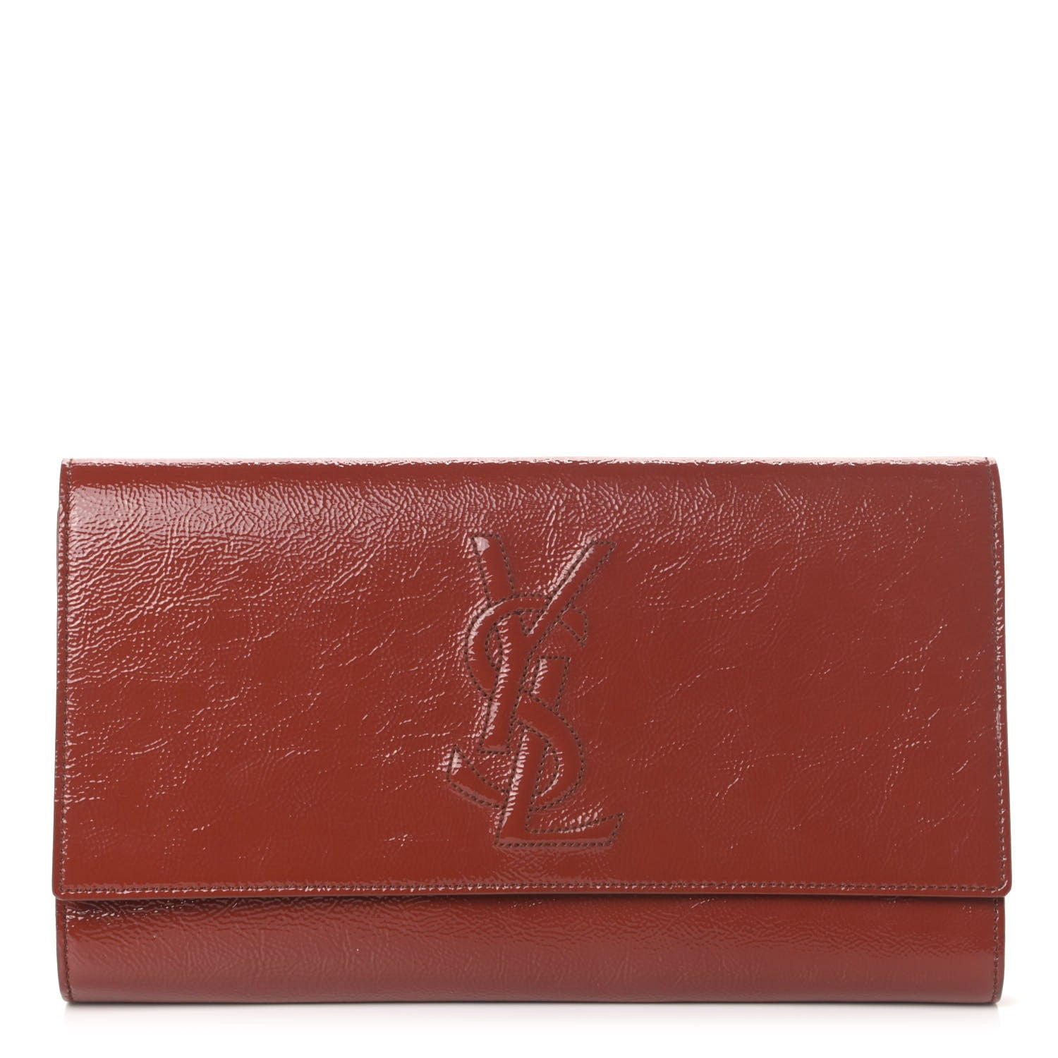 Saint Laurent Textured Patent Calfskin Large Belle De Jour Clutch Red 1 of 4