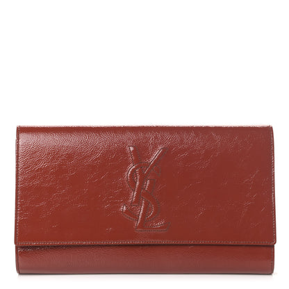 Saint Laurent Textured Patent Calfskin Large Belle De Jour Clutch Red 1 of 4