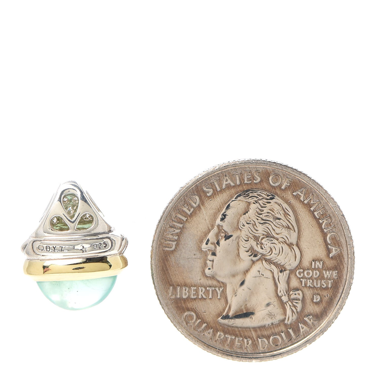 David Yurman Sterling Silver 18K Yellow Gold Diamond Chalcedony Acorn Pendant 2 of 3