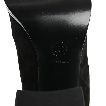 Chanel Suede Calfskin Grosgrain High Boots 39 Black 7 of 8