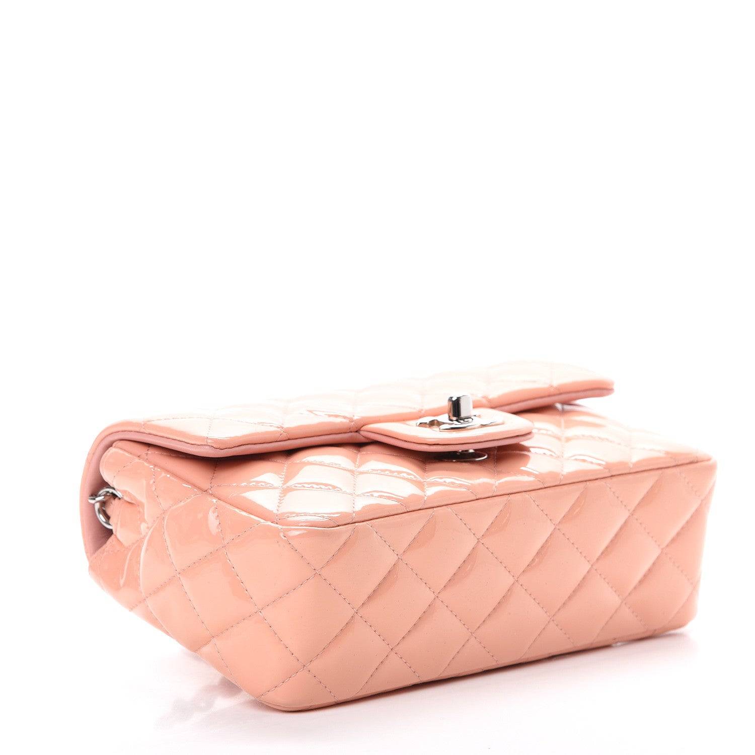 Chanel Patent Calfskin Quilted Mini Rectangular Flap Light Pink 3 of 11