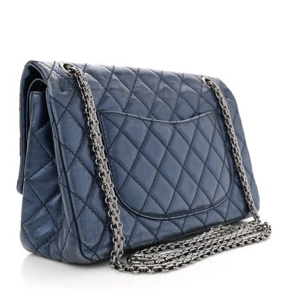 Chanel Metallic Aged Calfskin Quilted 2.55 Reissue 226 Flap Dark Navy Blue 3 of 12