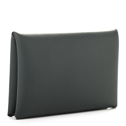 Hermes Evercolor Calvi Verso Card Case Bleu Orage Etain 3 of 7