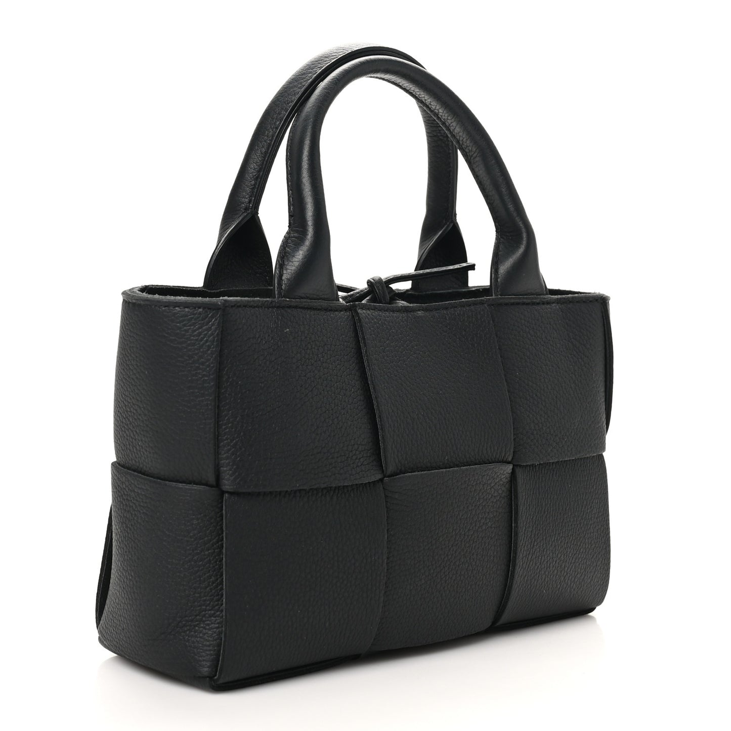 Grained Calfskin Maxi Intrecciato Mini Arco Tote Black