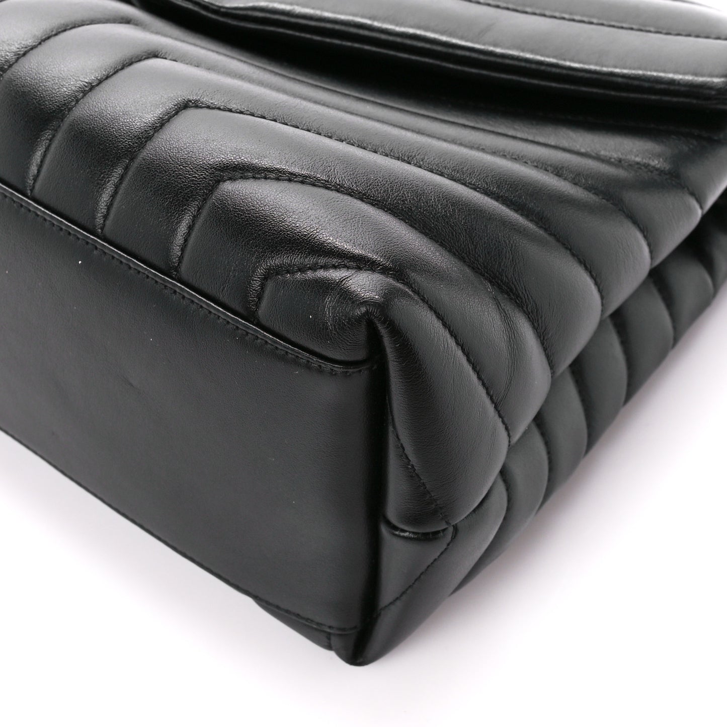 Calfskin Y Quilted Monogram Medium Loulou Chain Satchel Black