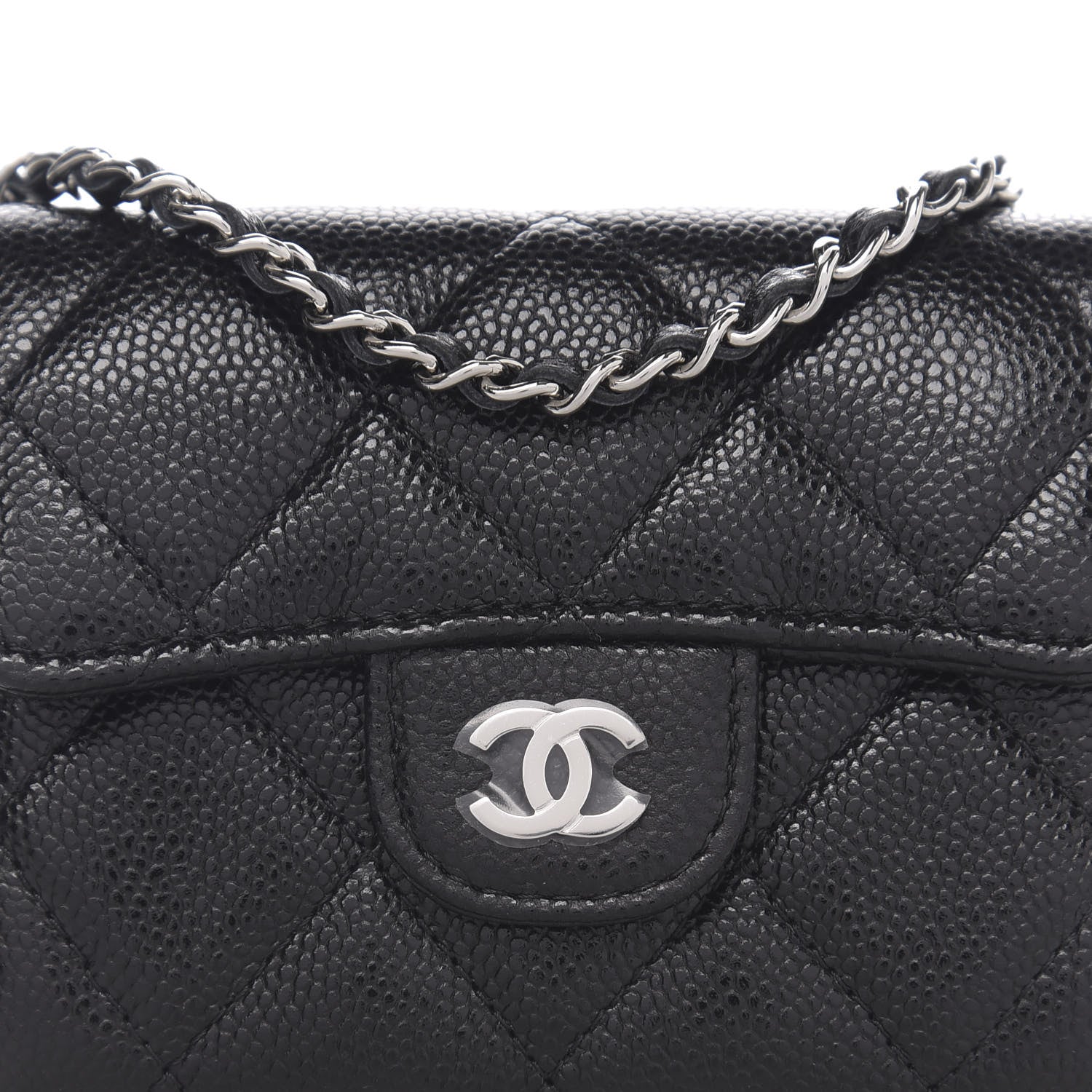 Chanel Caviar Quilted Flap Card Holder On Chain Black 10 of 11