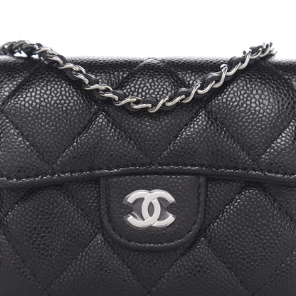 Chanel Caviar Quilted Flap Card Holder On Chain Black 10 of 11
