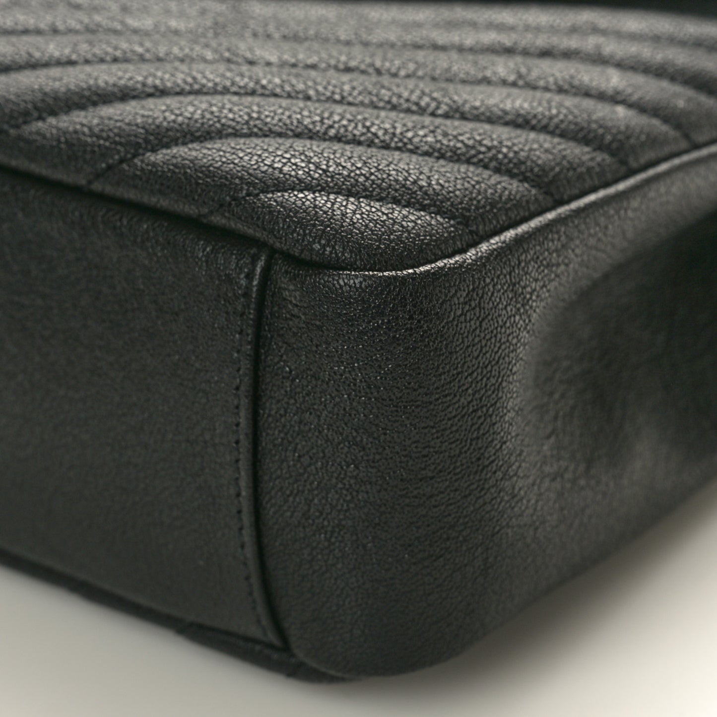 Sheepskin Matelasse Chevron Monogram Large College Satchel Black
