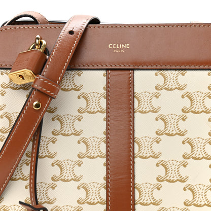Celine Calfskin Canvas Triomphe Teen Cabas De France White 8 of 10