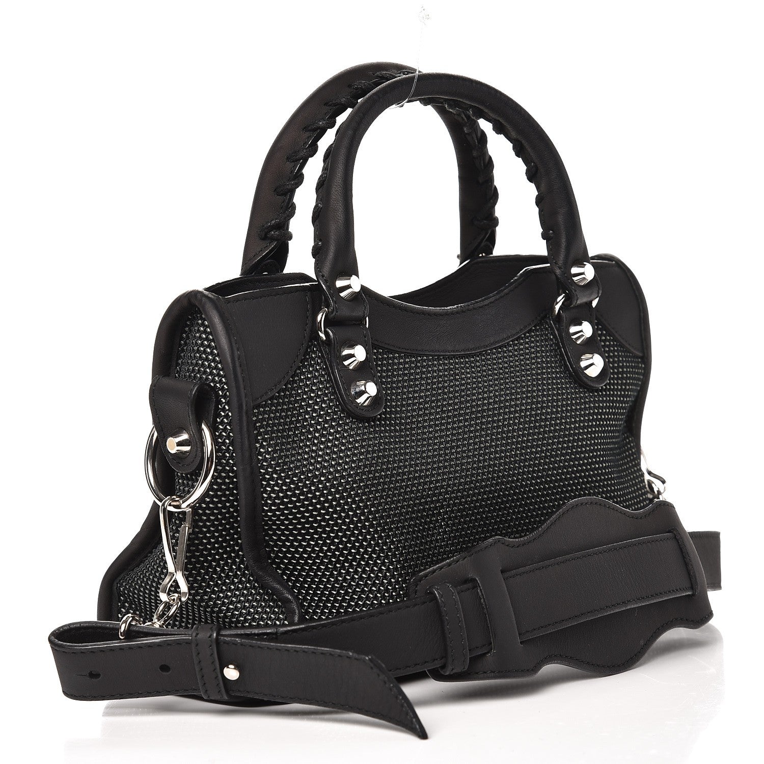 Balenciaga Lambskin Canvas Classic Silver Hardware Mini City Black 3 of 7