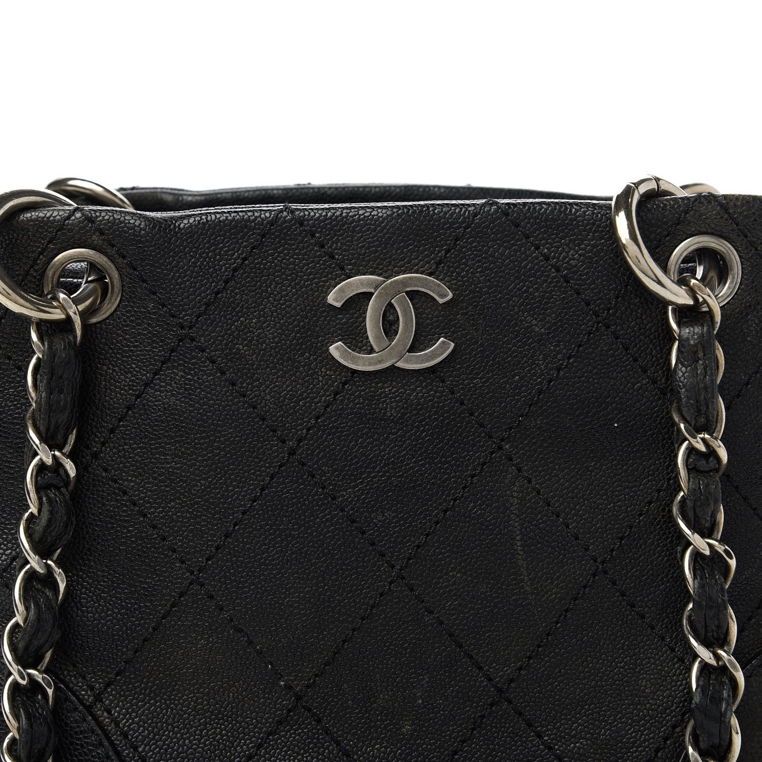 Chanel Distressed Caviar Outdoor Ligne Tote Black 10 of 10