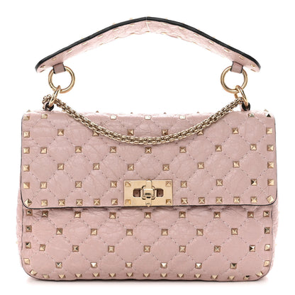 Valentino Garavani Craquele Nappa Medium Rockstud Spike Shoulder Bag Water Rose 1 of 18