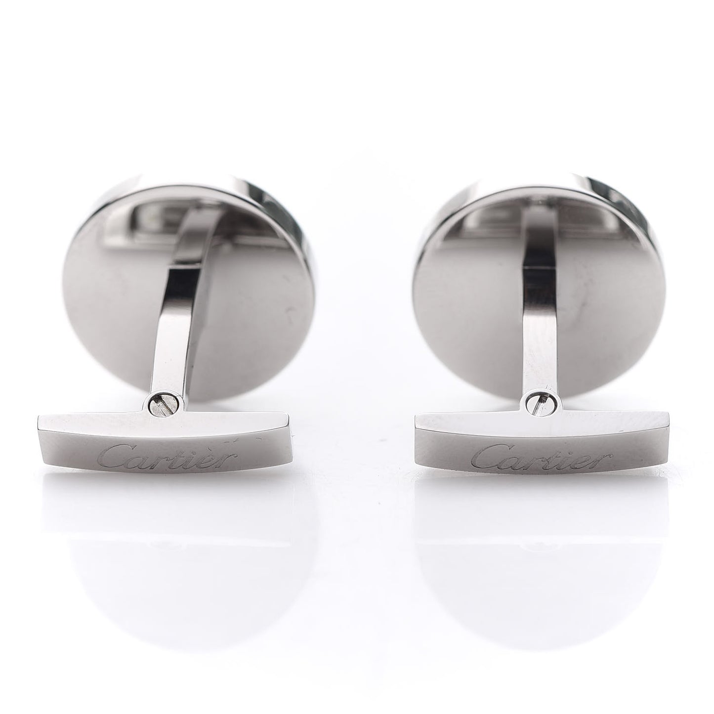 Sterling Silver Palladium Finish Double C Logo Rose Decor Cufflinks Blue