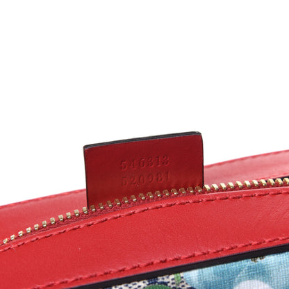 Gucci GG Supreme Monogram Blooms Mini Chain Shoulder Bag Beige Blue Navy Hibiscus Red 9 of 10