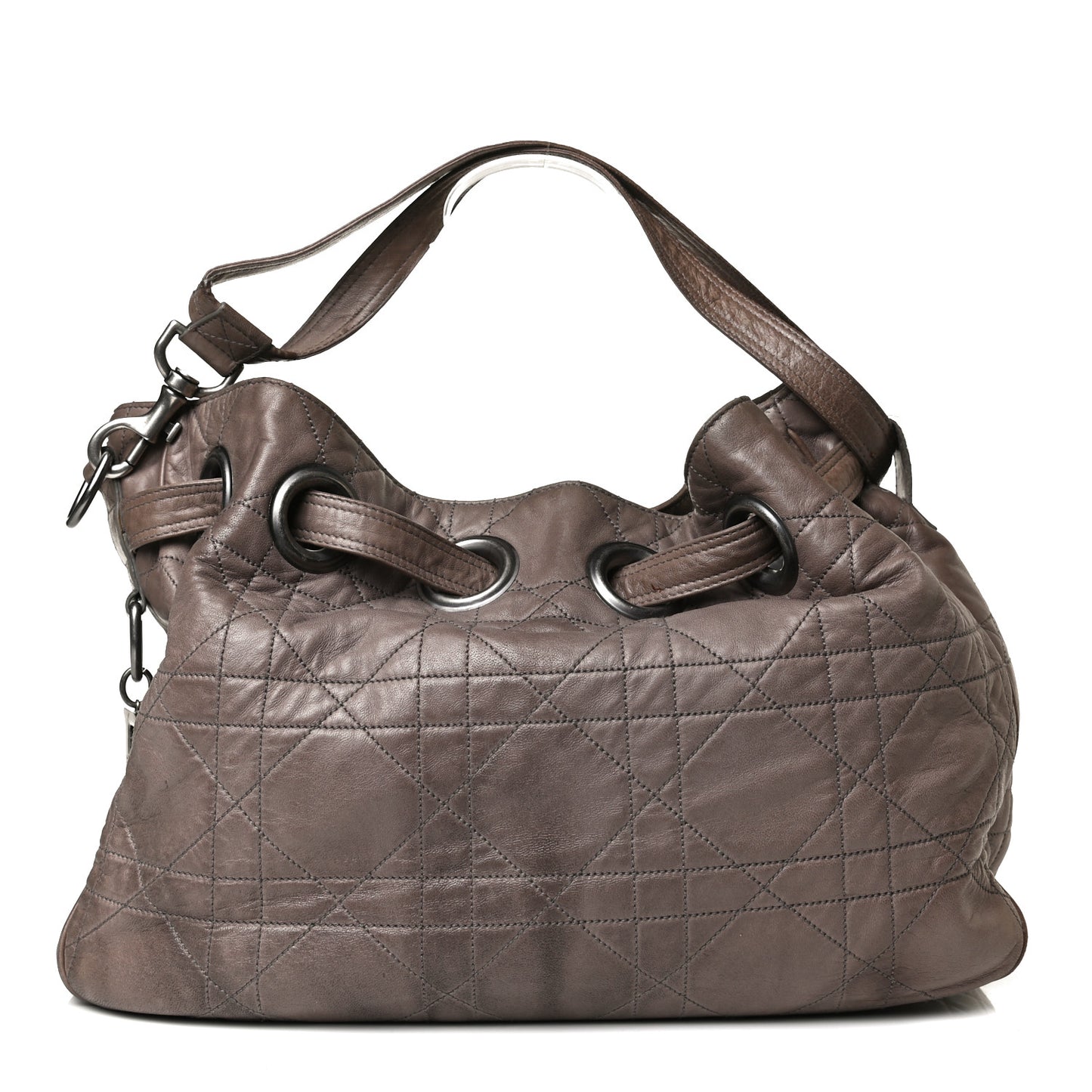 Lambskin Cannage Drawstring Bag Bronze