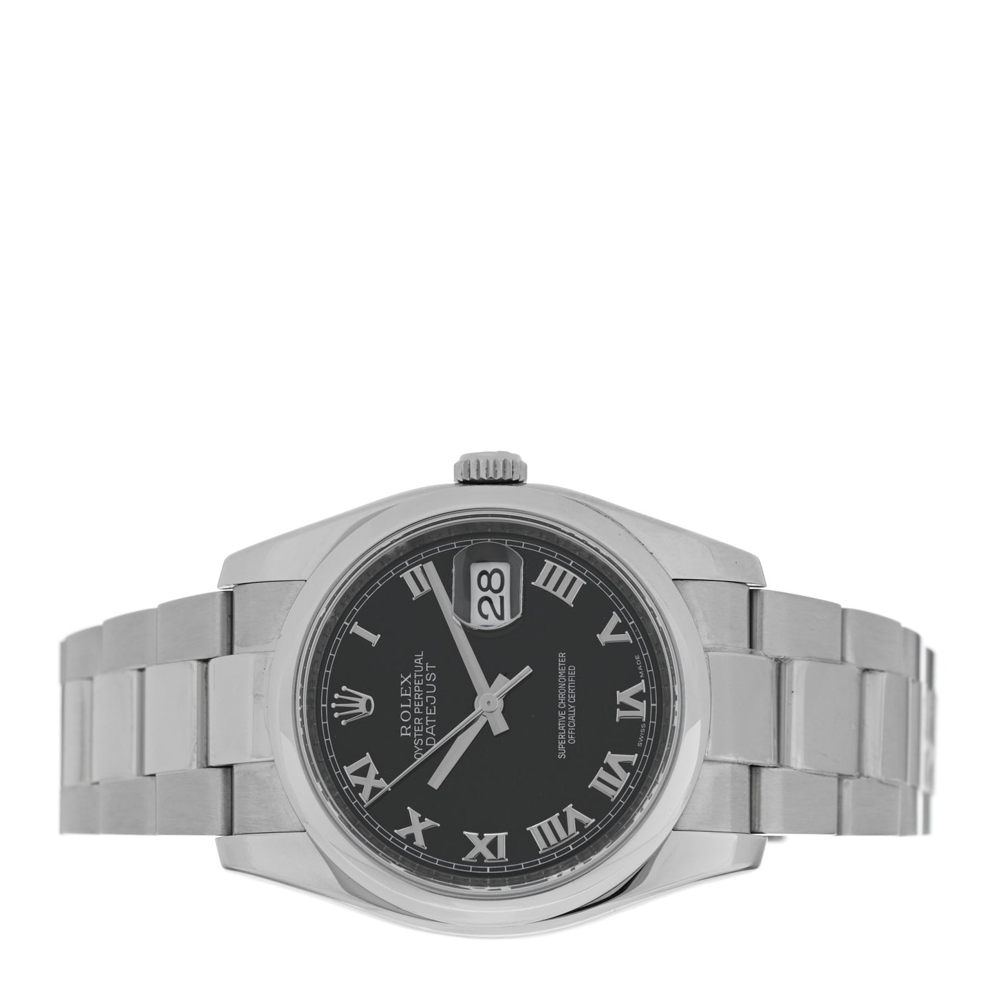 Stainless Steel 36mm Oyster Perpetual Datejust Watch Black Roman 116200