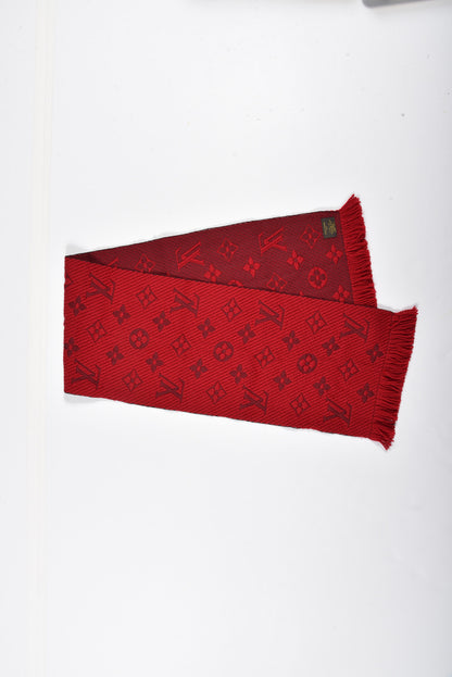 Louis Vuitton Wool Silk Logomania Scarf Rubis 3 of 8