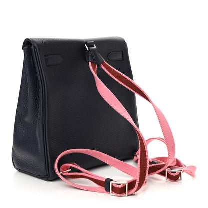 Hermes Taurillon Clemence Kelly Ado Backpack Bleu Nuit Rose D'ete Rouge H 3 of 11