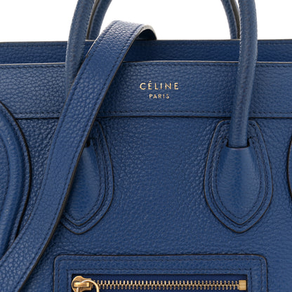 Celine Drummed Calfskin Nano Luggage Indigo 8 of 16