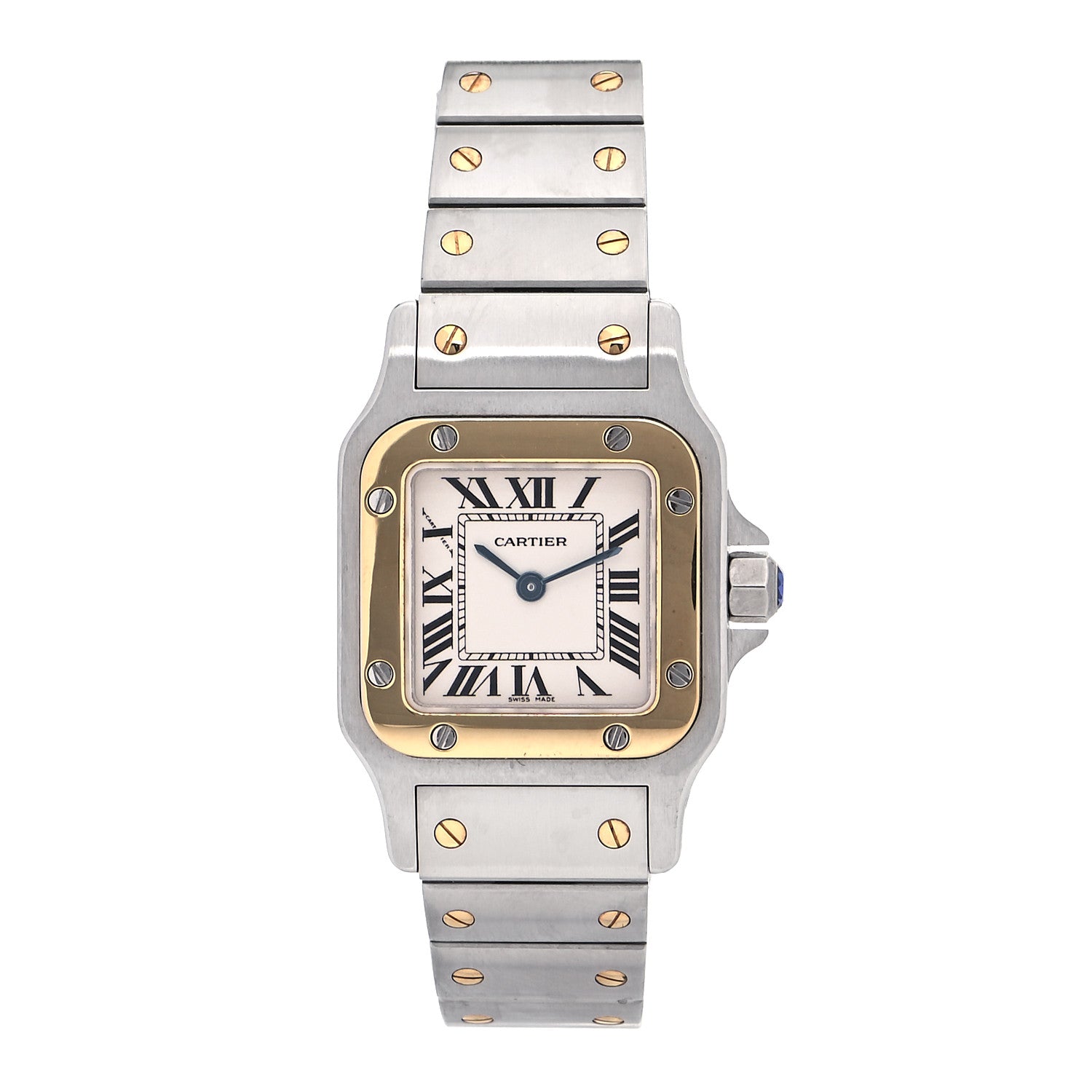 Cartier Stainless Steel 18K Yellow Gold 24mm Santos De Cartier Galbee Quartz Watch 1 of 4