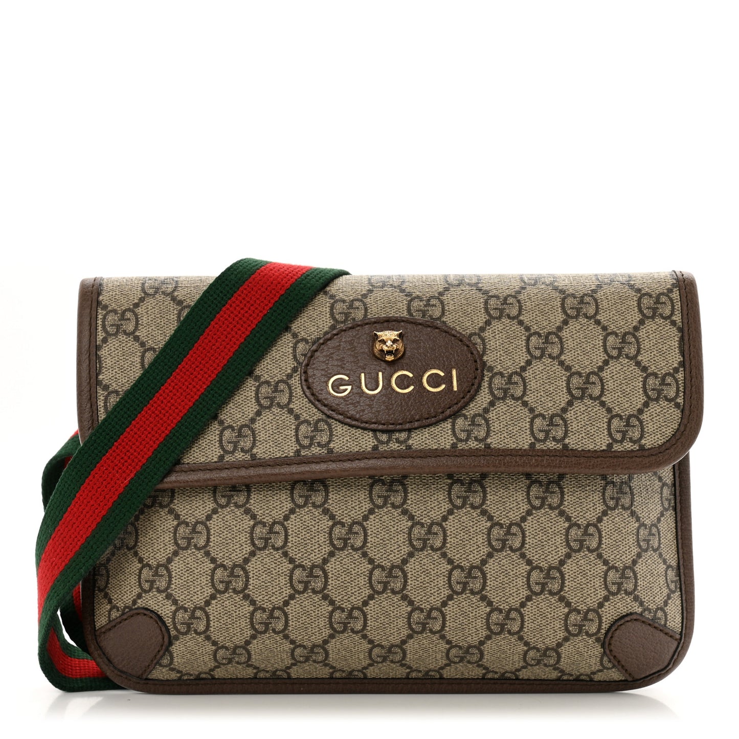 GG Supreme Monogram Neo Vintage Web Belt Bag Brown
